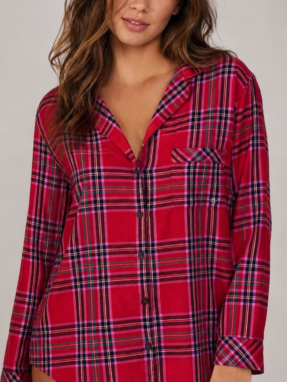 Victoria's Secret Plaid Button Front Shirt Women's Small Cotton Modal